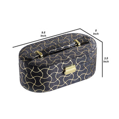Odysseus Jewelry Case with 2 Semicircle Slots and Wavy Pattern, Black