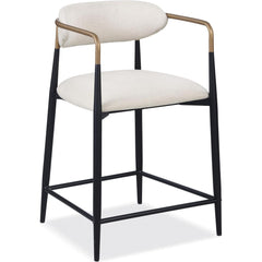Contemporary Style 2pc Counter Height Chair Metal Legs Gold Curved Arms Gold Black White Finish Dining Room