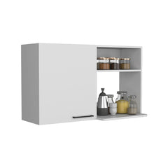 Pulsar 2 Wall Cabinet, Open Storage Shelves, Single Door White