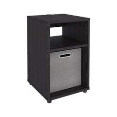Symphony Lite Side Table and Nightstand with Integrated USB Charging Station and 2 Open Storage Shelves, Compact Side Table