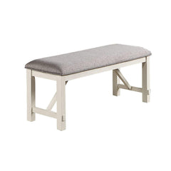 Dining Room Furniture 1x Bench Gray Fabric Cushion Seat White Clean Lines