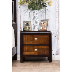 Menelaus Walnut 1pc Nightstand Only Transitional Solid wood 2-Drawers Square Chrome Knobs Multitone Unique Nightstand