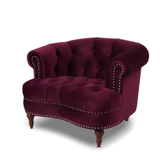 Harmony Rosa Victorian Tufted Upholstered Accent Chair, Burgundy Velvet