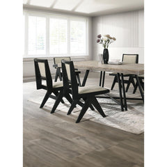 Contemporary 7pc Black Dining Set Rubber wood Dining Table w 2x Arm Chairs And 4x Side Chairs