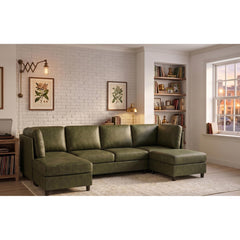 Faux Leather Fabric Upholstered Modular Sectional