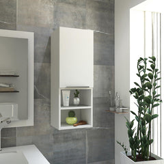 Legend Bathroom Cabinet, with Two Internal Shelves, Two External Shelves and Single Door, White