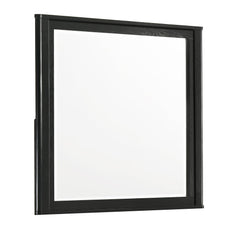 Mars Modern Beveled Bedroom Mirror with Deep Frame Profile in Black (Includes Mirror Only - Dresser Not Included)