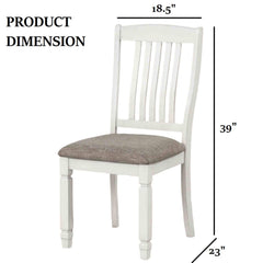 Farmhouse Style 2pc Side Chair Slat Back Upholstered Seat Rustic White Finish Dining Room Furniture