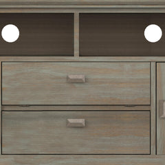 Demeter 72 inch Wide Solid Wood TV Stand in Distressed Grey For TVs up to 80 inches