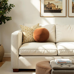 Story 12" Round Sphere Accent Ball Throw Pillow Burnt Orange Performance Velvet