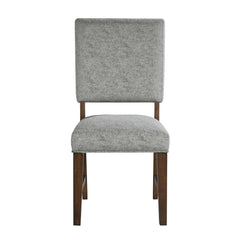 Fable Finish Wood Side Chairs Set of 2, Gray Textured Fabric Upholstered Seat and Back Modern Dining Furniture