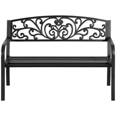 50" Blossoming Pattern Garden Decorative Patio Park Bench with Beautiful Floral Design & Relaxing Comfortable Build