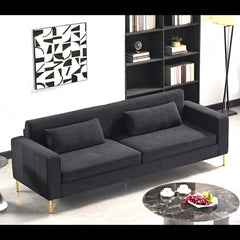 Hades 85.8" Velvet Sofas for Living Room, 3 Seater Couch with Classic Modern Appeal and Luxurious Soft Comfort, Easy to Maintain, Black