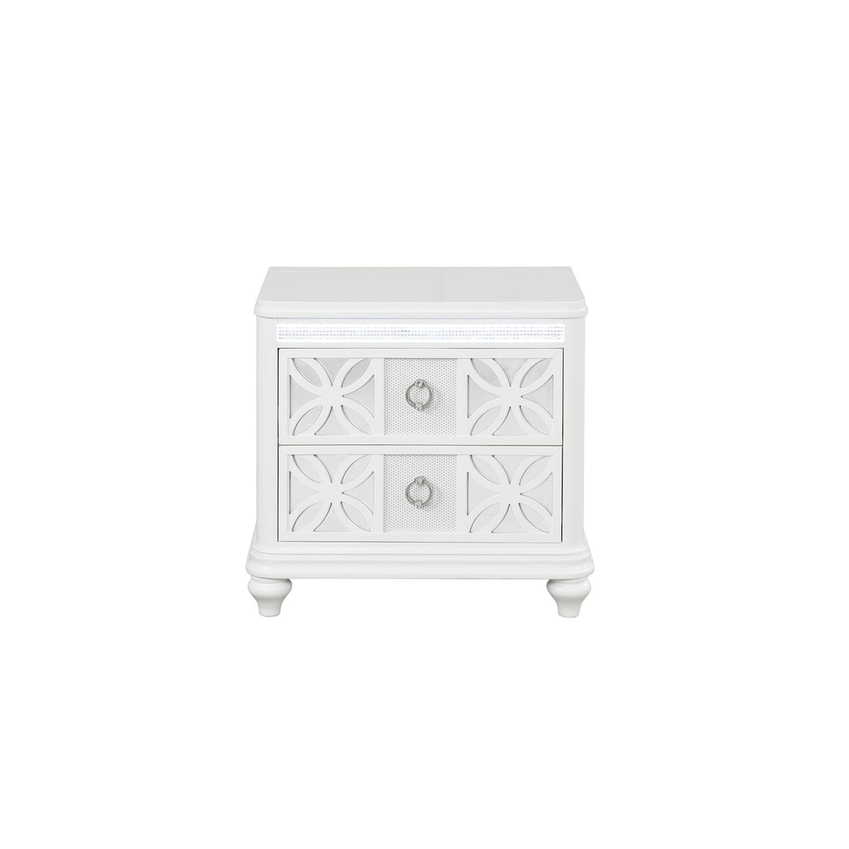 Hades Modern Style 2 Drawer Nightstand made with wood and LED in White