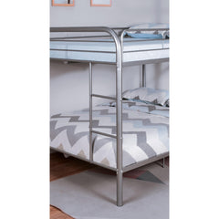 Full Over Full Metal Bunk Bed Contemporary Style With Angled Ladder, Silver