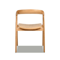 Melody 21" Scandinavian Sculpted Oak Wood Dining Chair, Warm Natural Brown Oak Wood