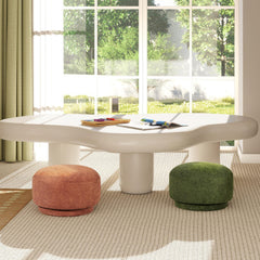 Tale 15" Mushroom Footstool Ottoman, Spice Orange Fleeced Teddy
