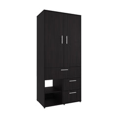 Vista Armoire With Double Doors, Internal Shelves And Hanging Rod, Black
