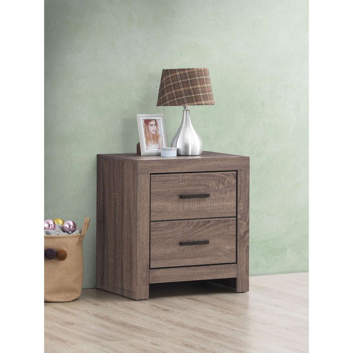 Hermes Barrel Oak 2-Drawer Nightstand