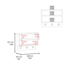 Museum Wall-Mounted Entryway and Coat Rack, Modern Floating Shelf with Hooks