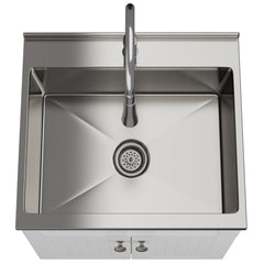 Log - 24" Laundry Cabinet with Faucet and Stainless Steel Sink - White