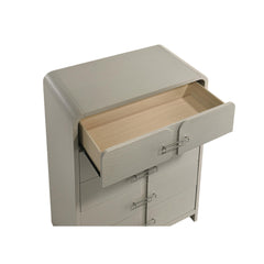 Lyric Contemporary Beige 5-Drawer Chest with Metal Handles and Ball Bearing Glide Drawers