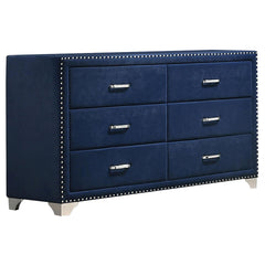 Hades Pacific Blue 6-drawer Upholstered Dresser