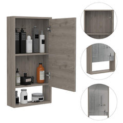 Zenith Medicine Cabinet, One External Shelf, Single Door Mirror Two Internal Shelves -Light Gray