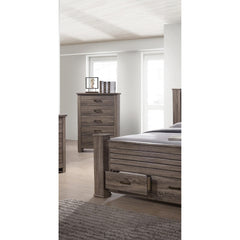 Natural Finish Striking Wooden 1pc Chest Of Drawers Storage Bedroom Furniture Rustic Gray Oak / Brown Finish
