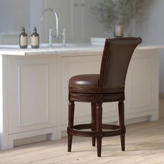 Sanctuary Wood Counter-Height Swivel Barstool with High-Back, 1PC