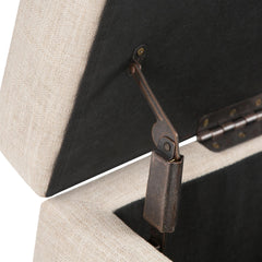 Saturn 48 inch Wide Storage Ottoman in Natural Linen-Look Fabric