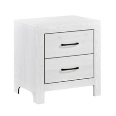 Record 24 Inch Nightstand, 2 Drawers with Black Nickel Handles, White Finish