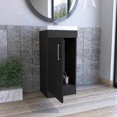 Polyxena Bathroom Vanity with Sink, Single Door Cabinet, Black