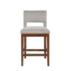 Upholstered Top Bar Stools with Studs and Wooden Legs (1 PC Only)