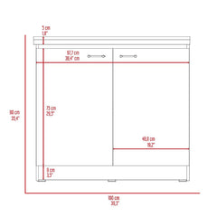 Pulsar Utility Sink with Cabinet One Shelf, Double Door Cabinet -Smokey Oak / Light Gray