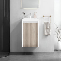 Summit Wall-Mounted Bathroom Vanity and Cabinet with Resin Sink, Compact Bathroom Storage Cabinet with One Door and 2 Interior Shelves