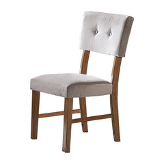 Legend 25 Inch Set of 2 Side Dining Chairs, Tufted Gray Polyester, Brown