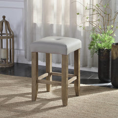 Mars Gray Synthetic Leather & Oak Finish Counter Height Stool (Set of 2)