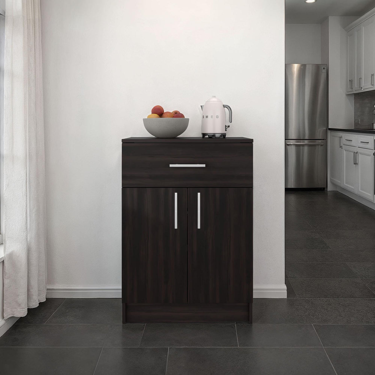 Andromache Multistorage Pantry Cabinet, One Drawer, Two Interior Shelves