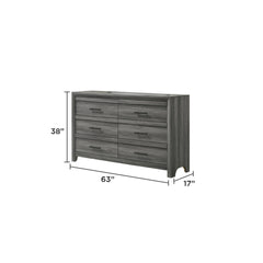 Clytemnestra Modern Style 6- Drawer Dresser Made with Wood in Gray
