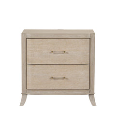 Transitional Style 1pc Nightstand Curved Edges USB Port French And English Dovetail Drawers Acrylic Handles Natural Oak Finish Bedroom Furniture