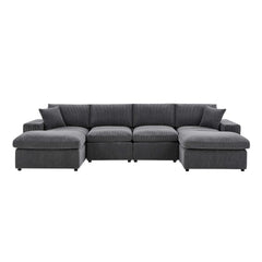 Corduroy Upholstered Symmetrical Modular Sectional