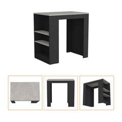 Kitchen Island Doyle, Three Side Shelves, Black / Ibiza Marble Color Finish