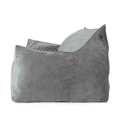 Aeneas Velveteen 2 Seater Oversized Bean Bag Chair with Armrests, Gray