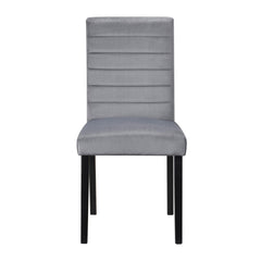 Gray Velvet Upholstered Side Chairs Set of 2pc Black Finish Wood Frame Casual Dining Room Furniture