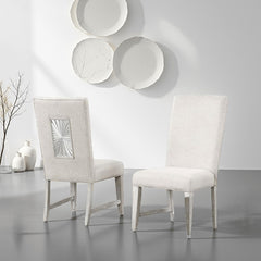 Nirvana Dining Side Chair Set of 2, Tapered Legs, Light Gray Poplar Wood