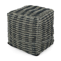 Menelaus Fabric Square Pouf, Blue and Teal
