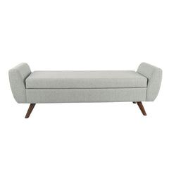 Achilles Storage Bench Ottoman with Arms, Light Gray Woven Fabric, 60 Inch