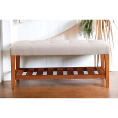 Hera Light Gray Fabric & Oak Finish Bench