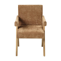 Paradise Chocolate Chenille & Oak Arm Chair (Set of 2)